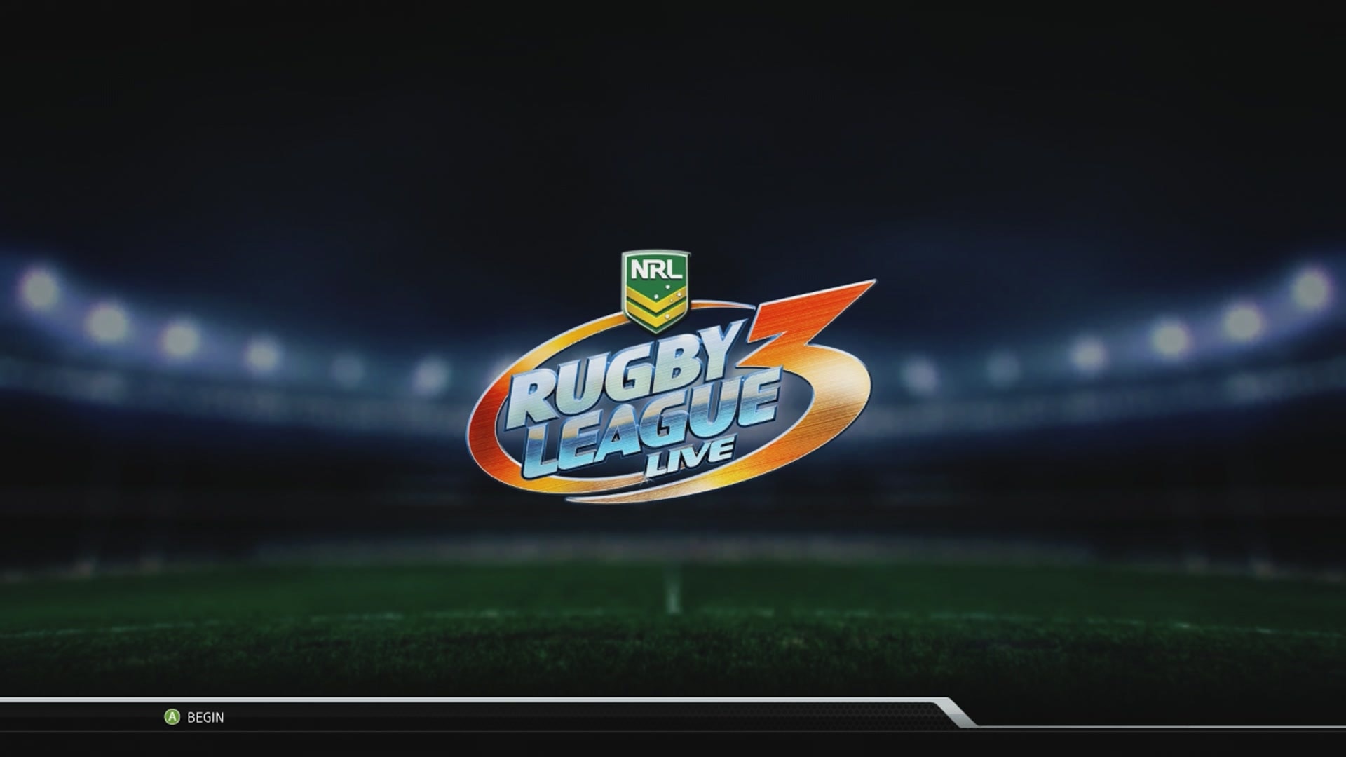 Rugby League Live 3 title screen for Xbox 360